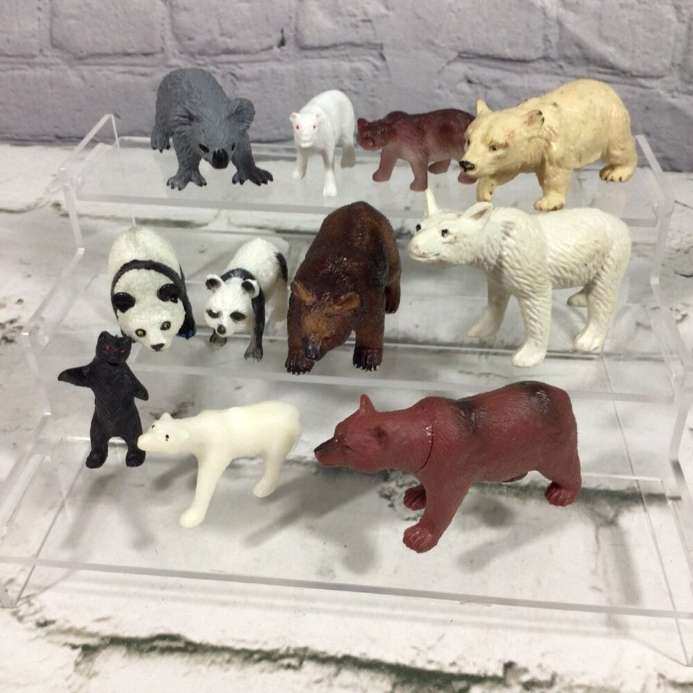 Bears Figures Collection of Animals Lot of 11 White Black Brown Assorted‎